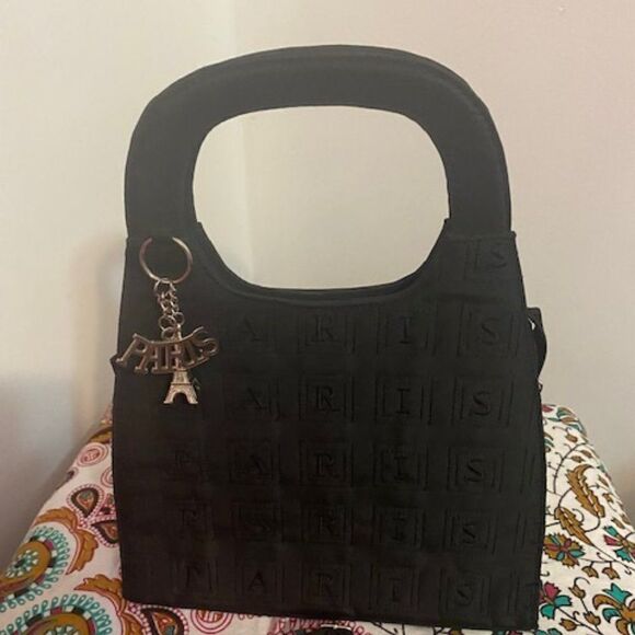 Vintge Black NOVELTY PARIS bag with charms and strap - Picture 1 of 5